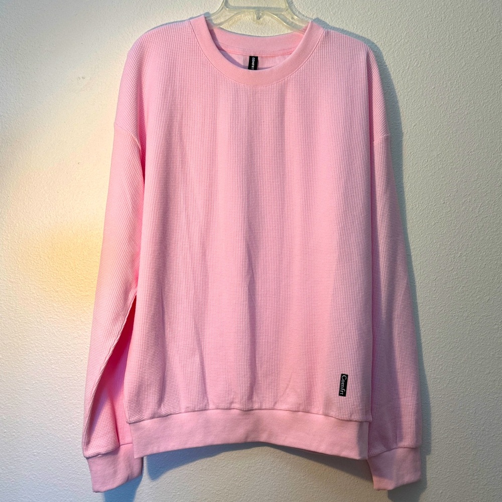 Women’s Pink Waffle Crewneck Sweatshirt size L